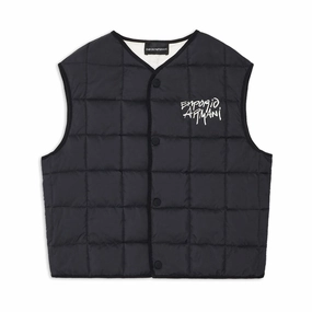 Emporio Armani Junior Quilted Nylon Vest With Graffiti Logo On The Go Layer