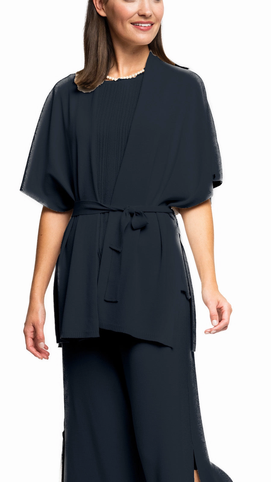 Melinda Belted Dropped Shoulder Cardigan - Dark Navy Cozy Active Wear