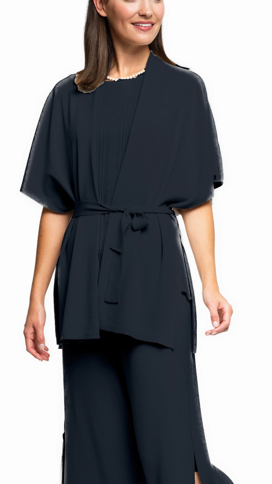 Melinda Belted Dropped Shoulder Cardigan - Dark Navy Sport Style Warm design