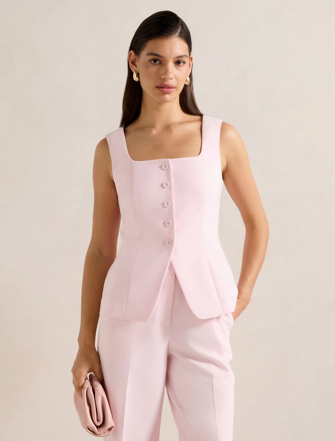 Loose cut MultipanelLayout Haisley Square Neck Waistcoat