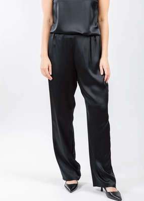 Soft Satin Straight Pants - Black EcoFriendlyDye Basic Stretch