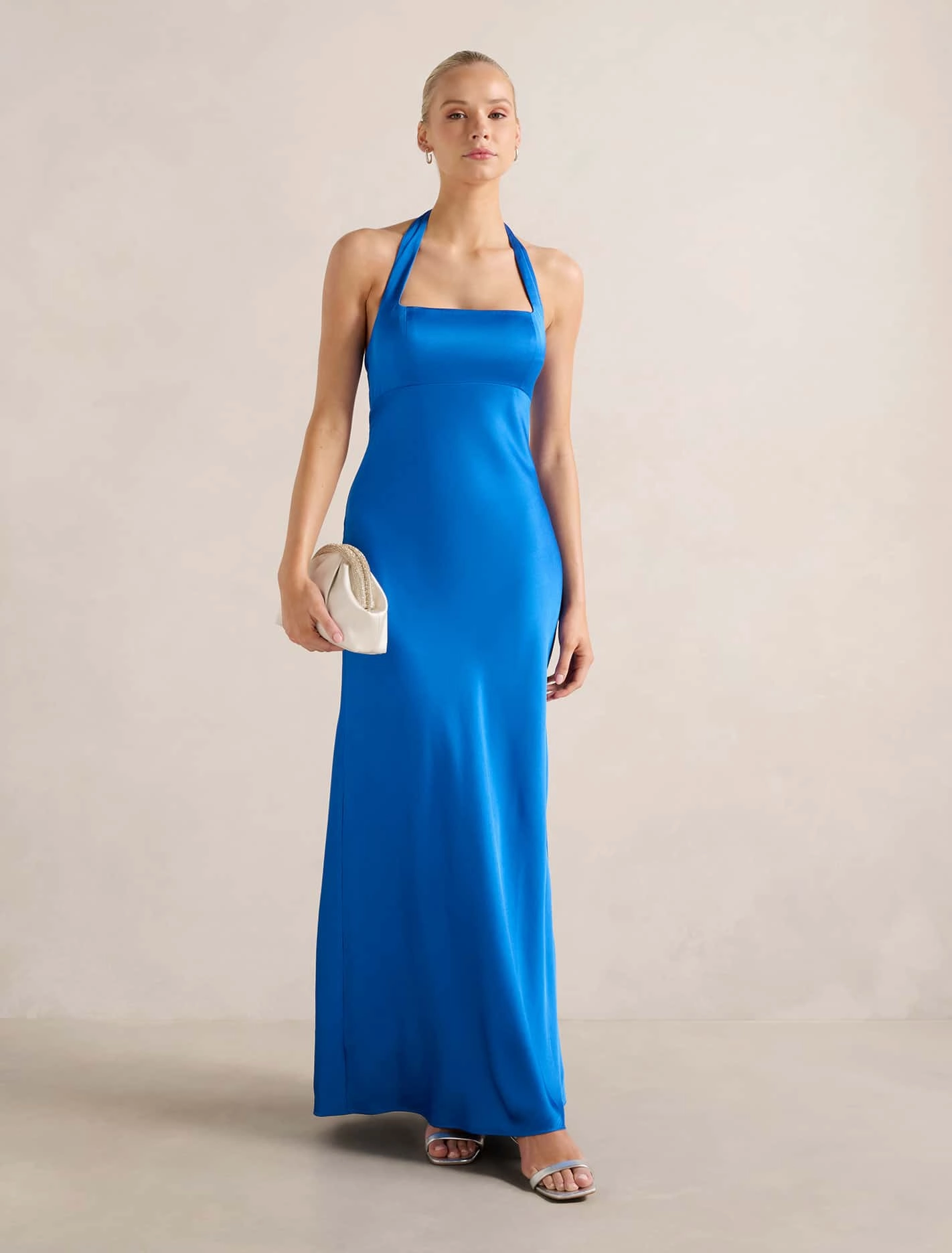 Simple yet sophisticated gown April Open Back Satin Maxi Dress