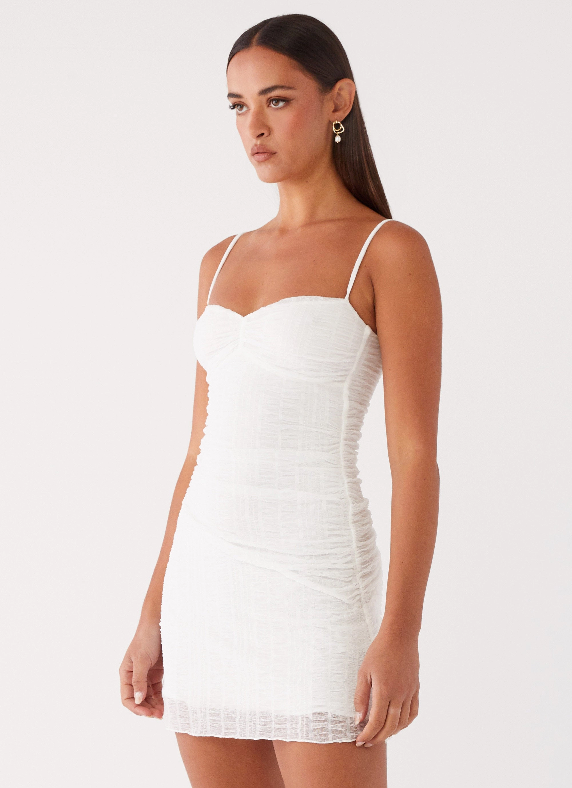 Arden Mesh Mini Dress - White Easy to Wear