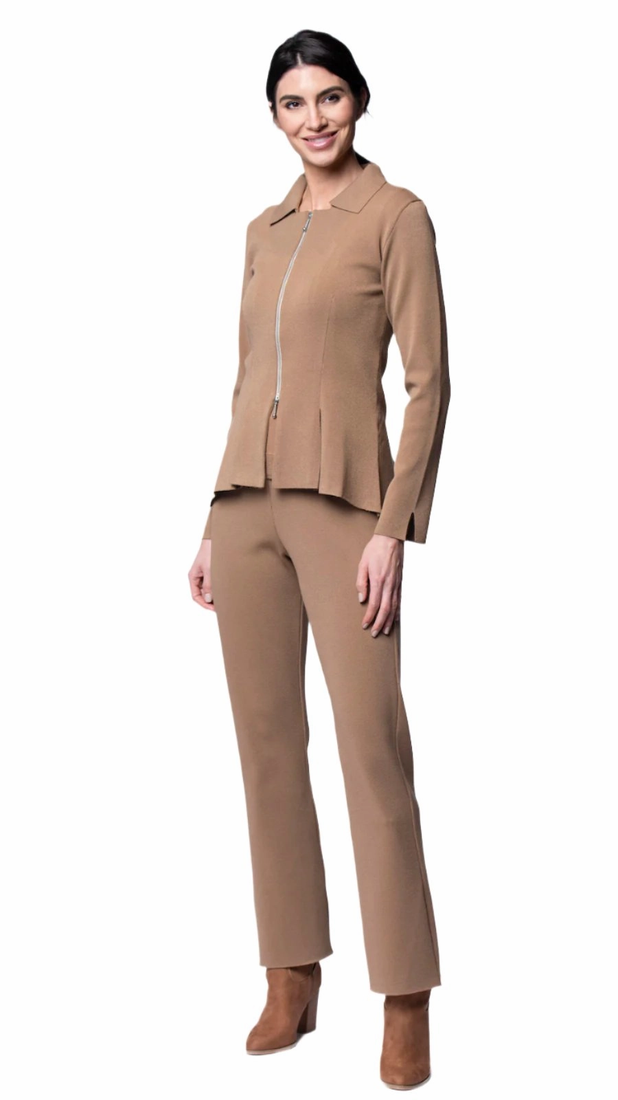 Multi Purpose Loops Nikkie Flat-Knit Zip Jacket - Mocha
