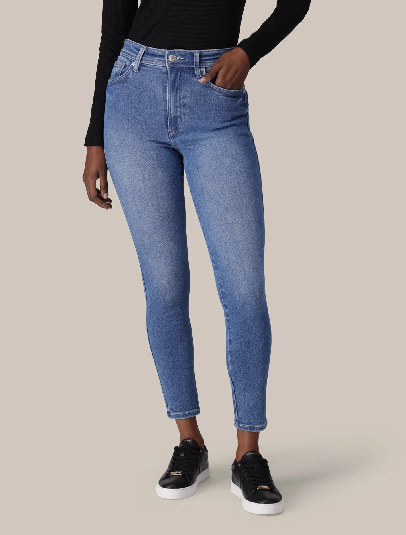 Ashley Mid-Rise Mid Wash Jeans Breathable Comfort