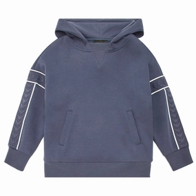 Flexible Cuffs Buttonless Closure Emporio Armani Junior Oversized-fit Hooded Sweatshirt In Double Jersey With Logo Tape