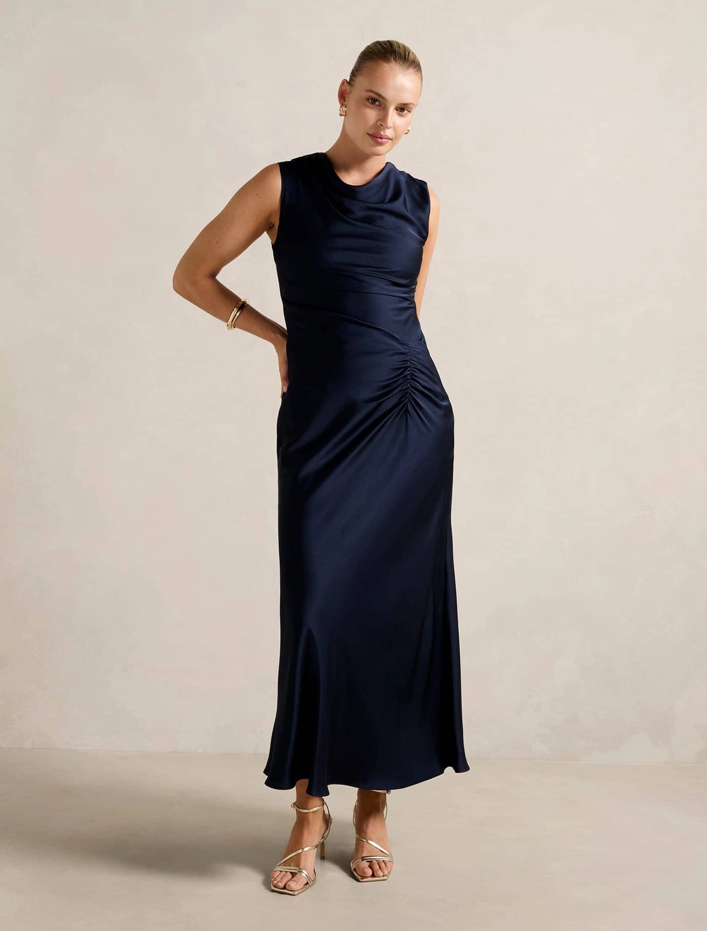 Ava Draped Satin Maxi Dress Polished Edge
