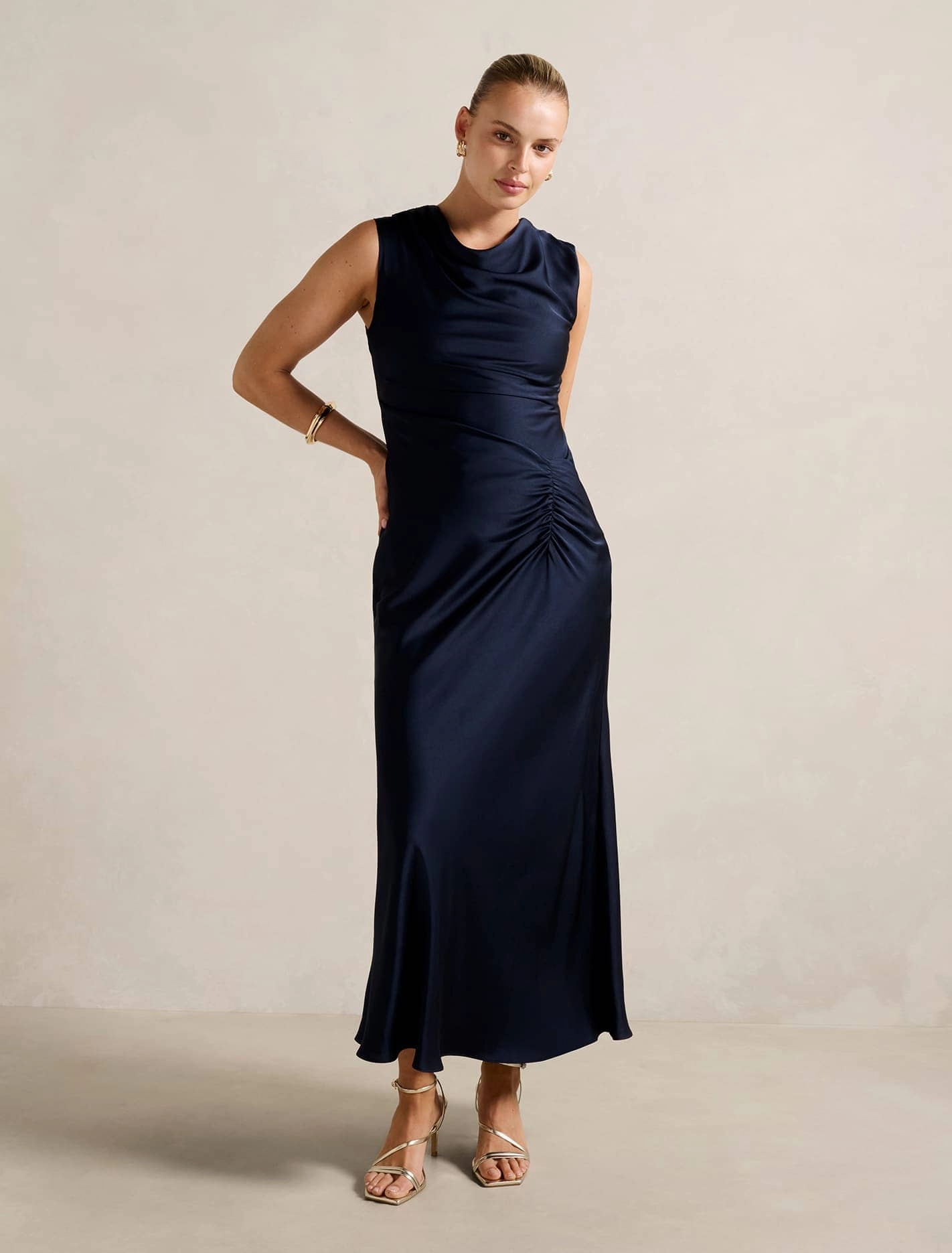 Ava Draped Satin Maxi Dress Soft Shape