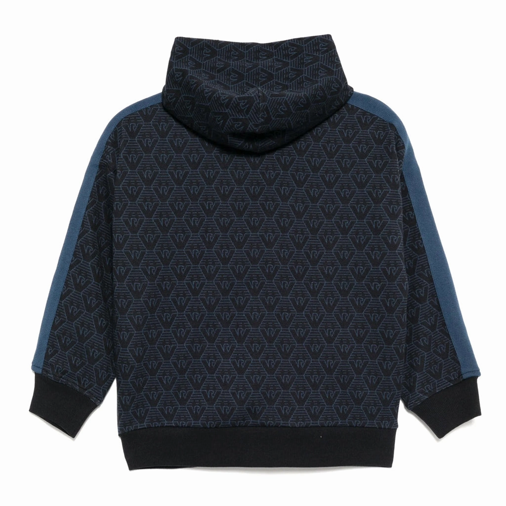 Rugged Style stain resistant coating Emporio Armani Junior Eagle Pattern Hooded Jacket
