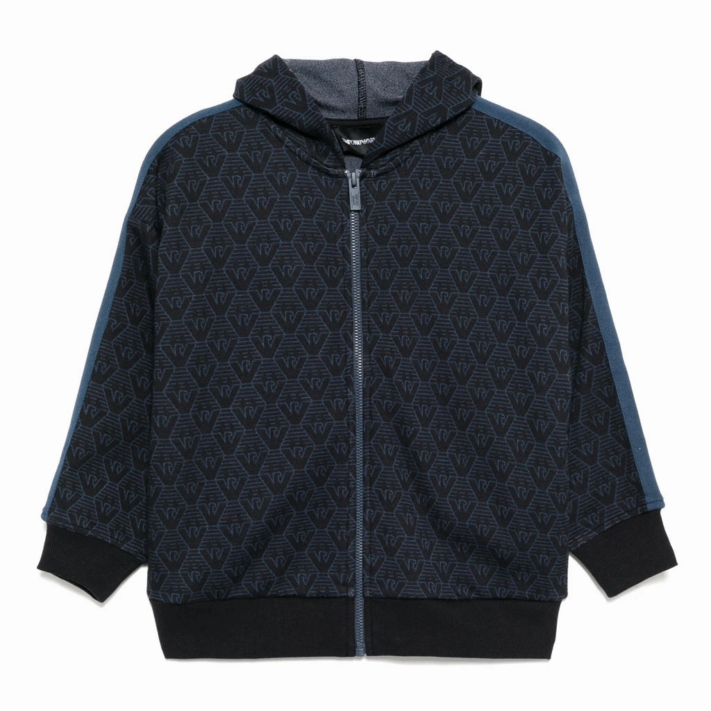 Simple Detail Emporio Armani Junior Eagle Pattern Hooded Jacket