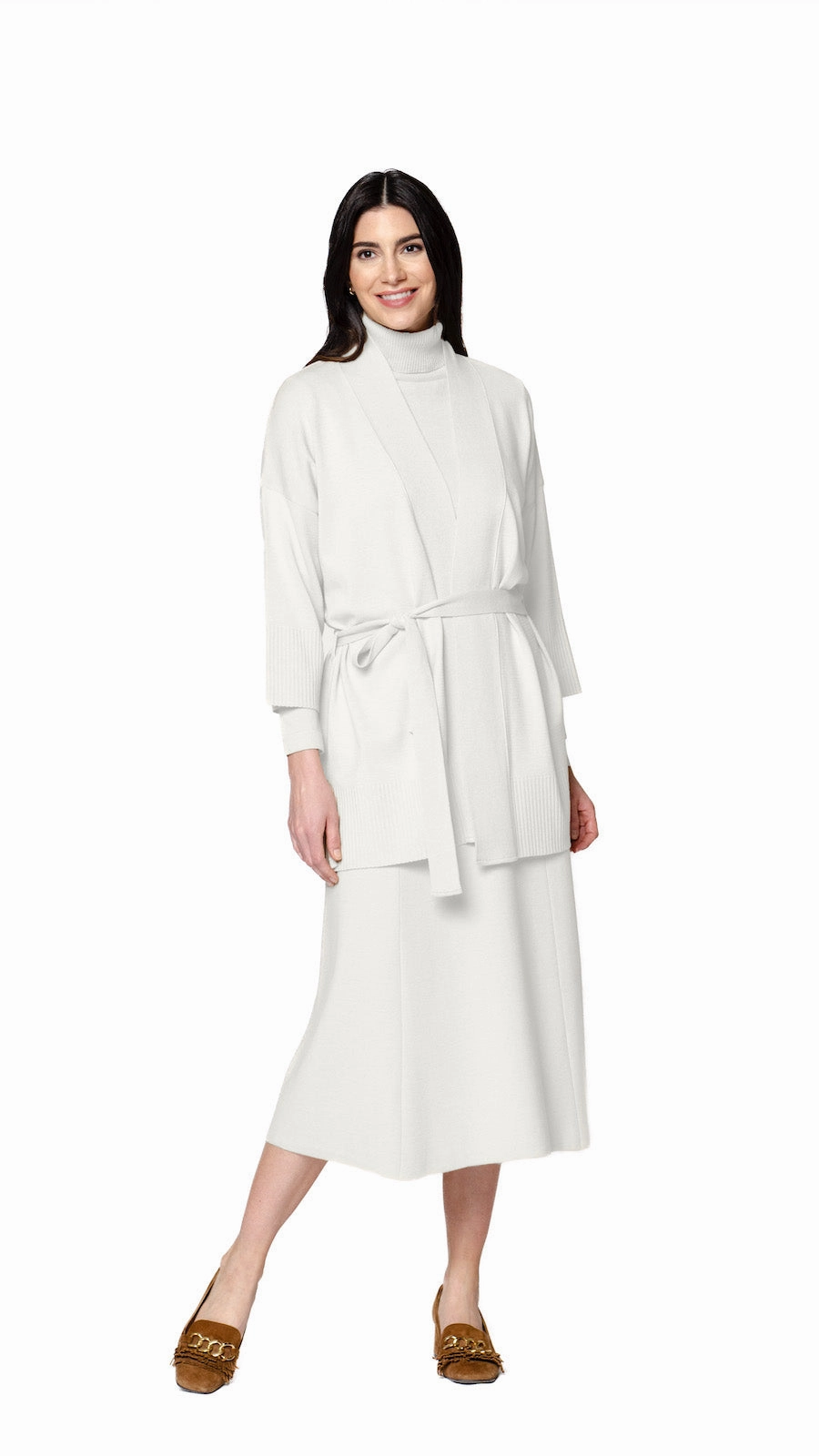 Martina Flat-Knit Vest - Winter White Layered Neckline Mesh Venting