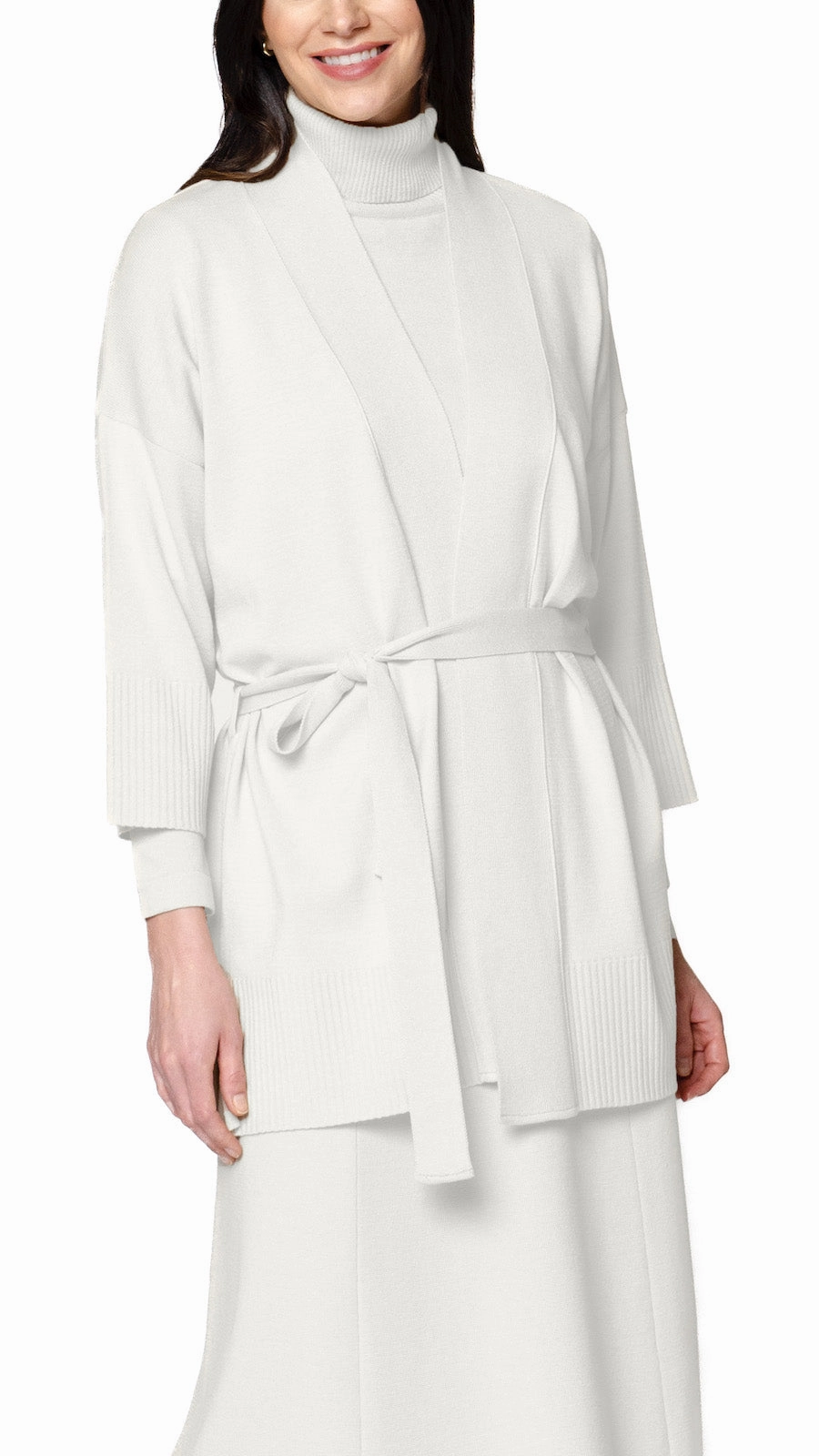 Martina Flat-Knit Vest - Winter White Double Layered Hood