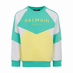 Balmain Kids Logo Fleece Sweatshirt Thermal Insulation Tech Layered Ventilation Zones