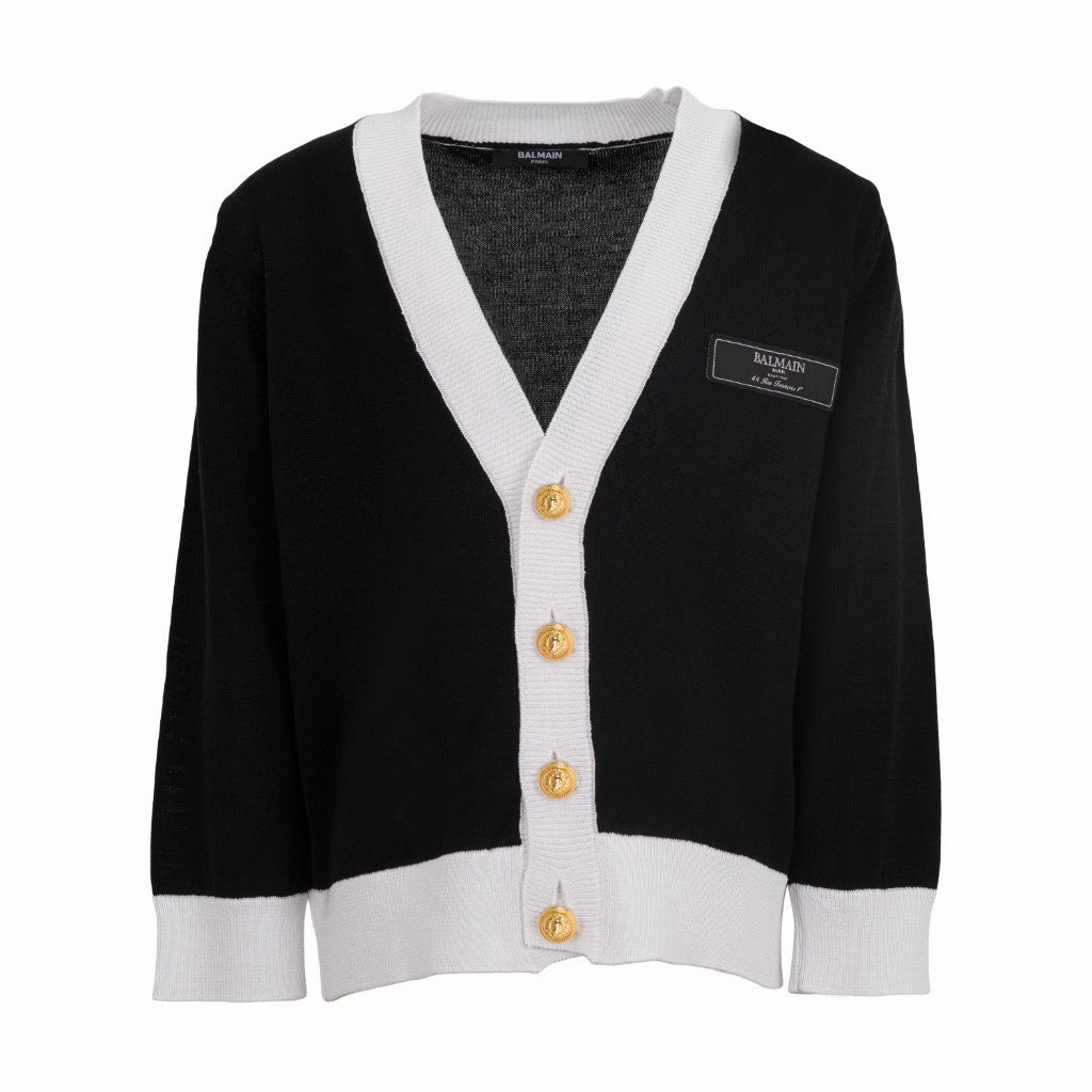 Hiking Trail Outfit Balmain Kids Logo Knit Cardigan