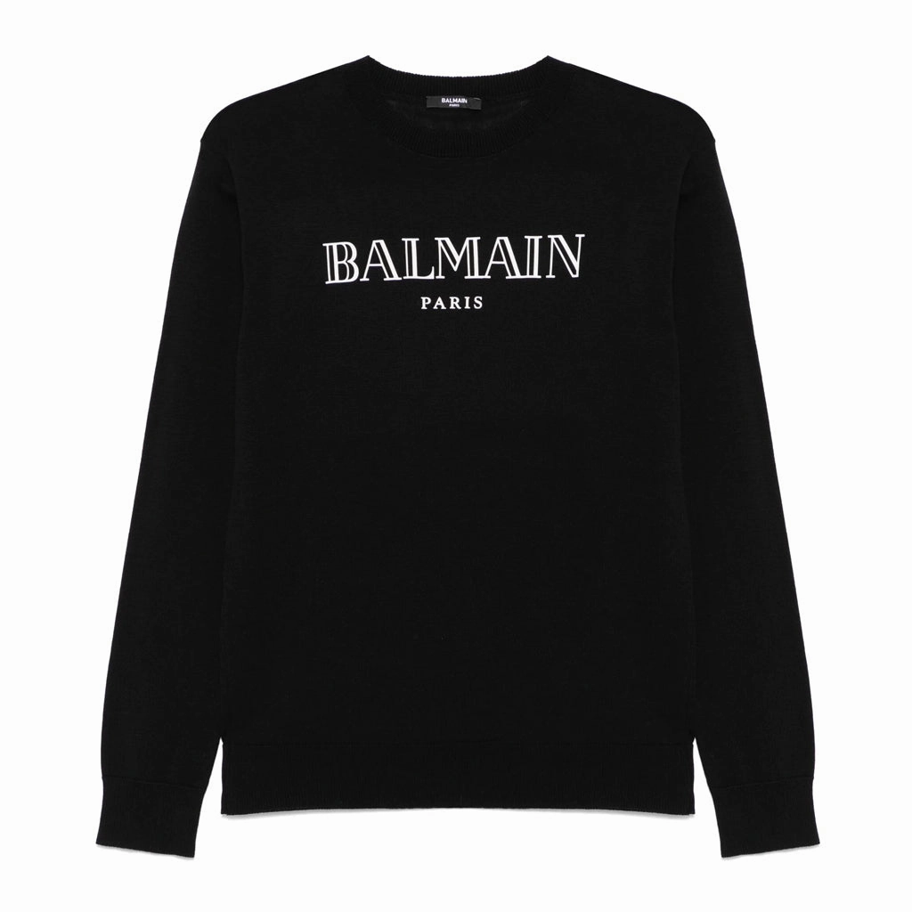 Reinforced Edging All Season Balmain Kids Logo Knit Jumper