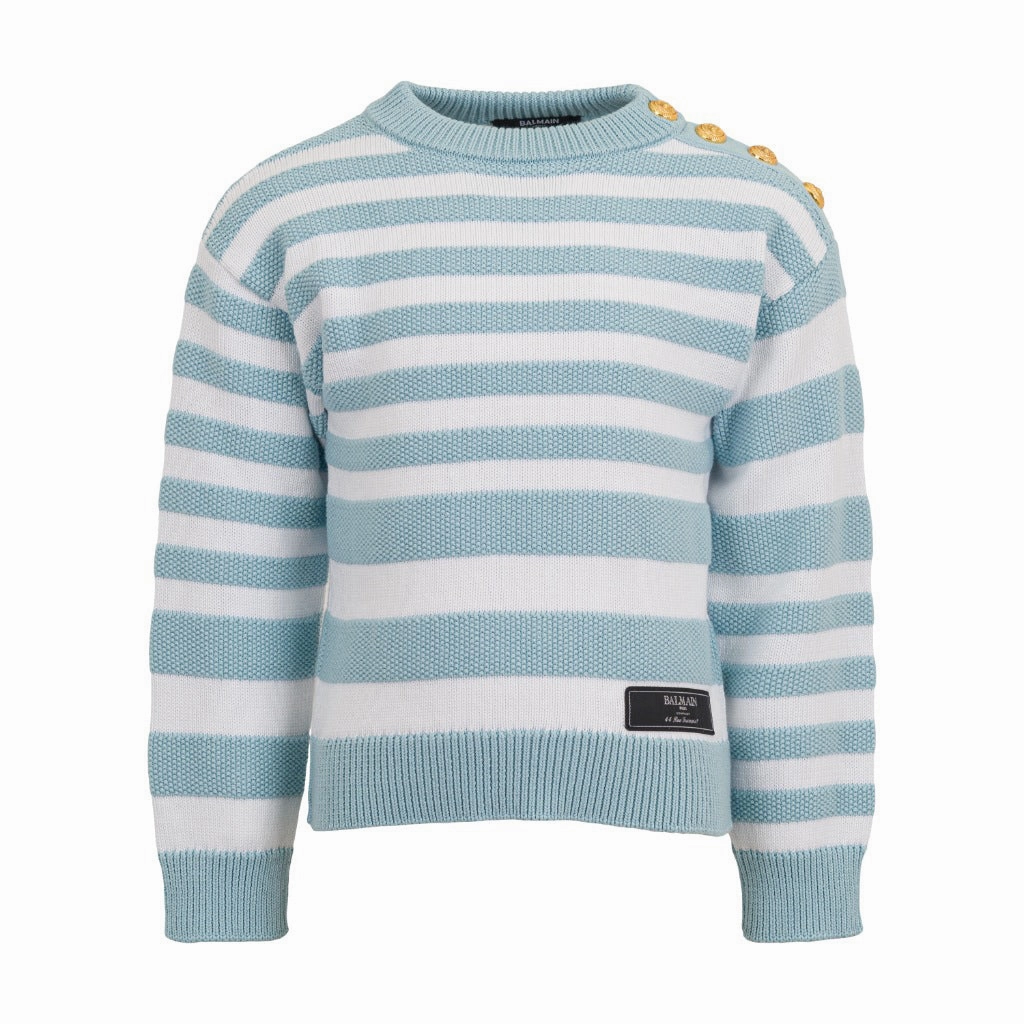 Balmain Kids Striped Knit Jumper Functional Piece Taped Edges