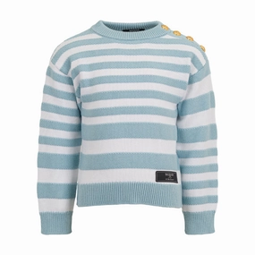 Balmain Kids Striped Knit Jumper Rubberized Edging Flexible Fit Wear