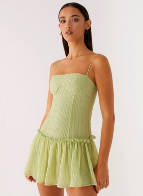 Piped-Edge Essential Layer Bambini Mini Dress - Green