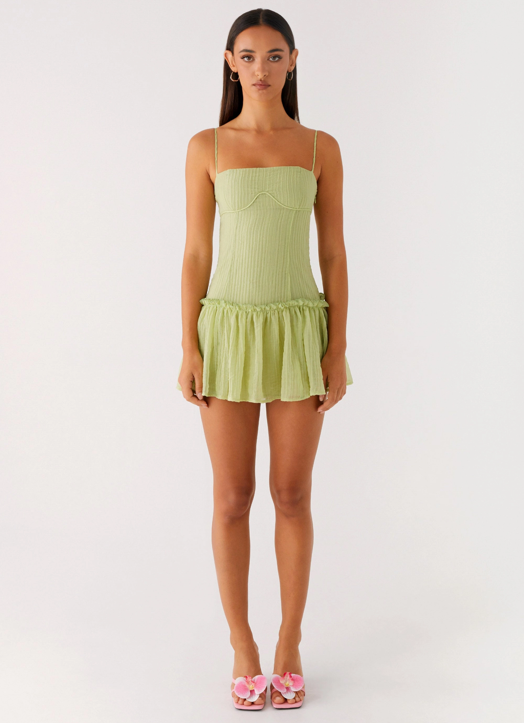 Bambini Mini Dress - Green Feminine Tailoring