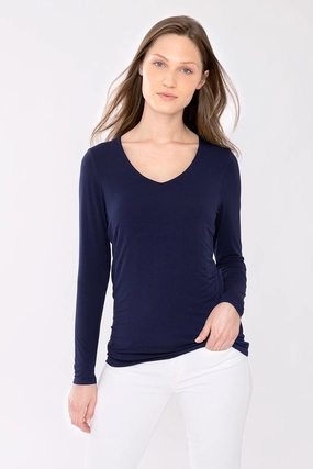 Bamboo Long Sleeve Vee Cozy Style Wear Breathable Layer Fit