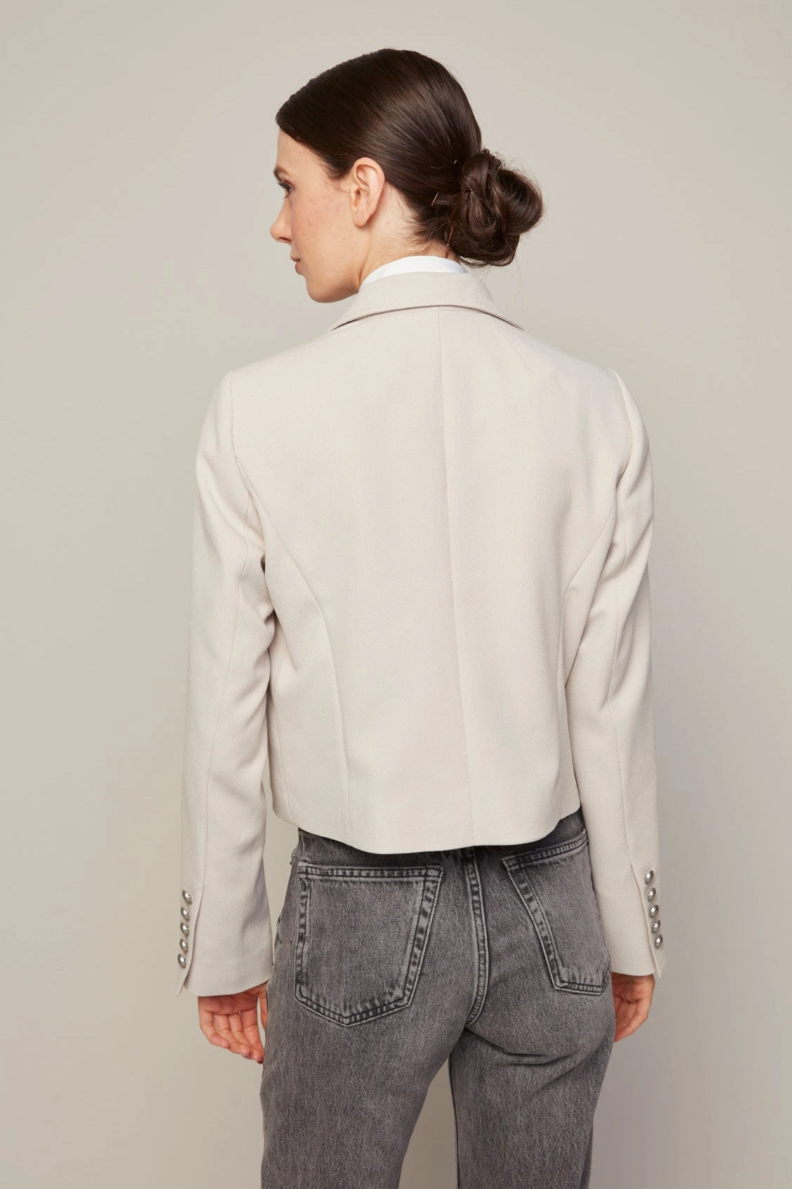 Bardot Single Breasted Short Boxy Blazer - Birch Durable Color Retention