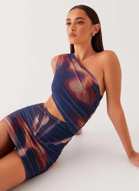 Addie Mini Dress - Midnight Bloom Cozy Flex