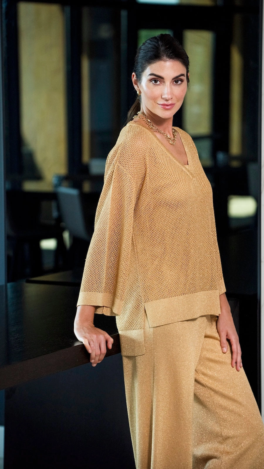 Angelina Mesh Top - Golden Sands Yoke Design Sustainable Choice
