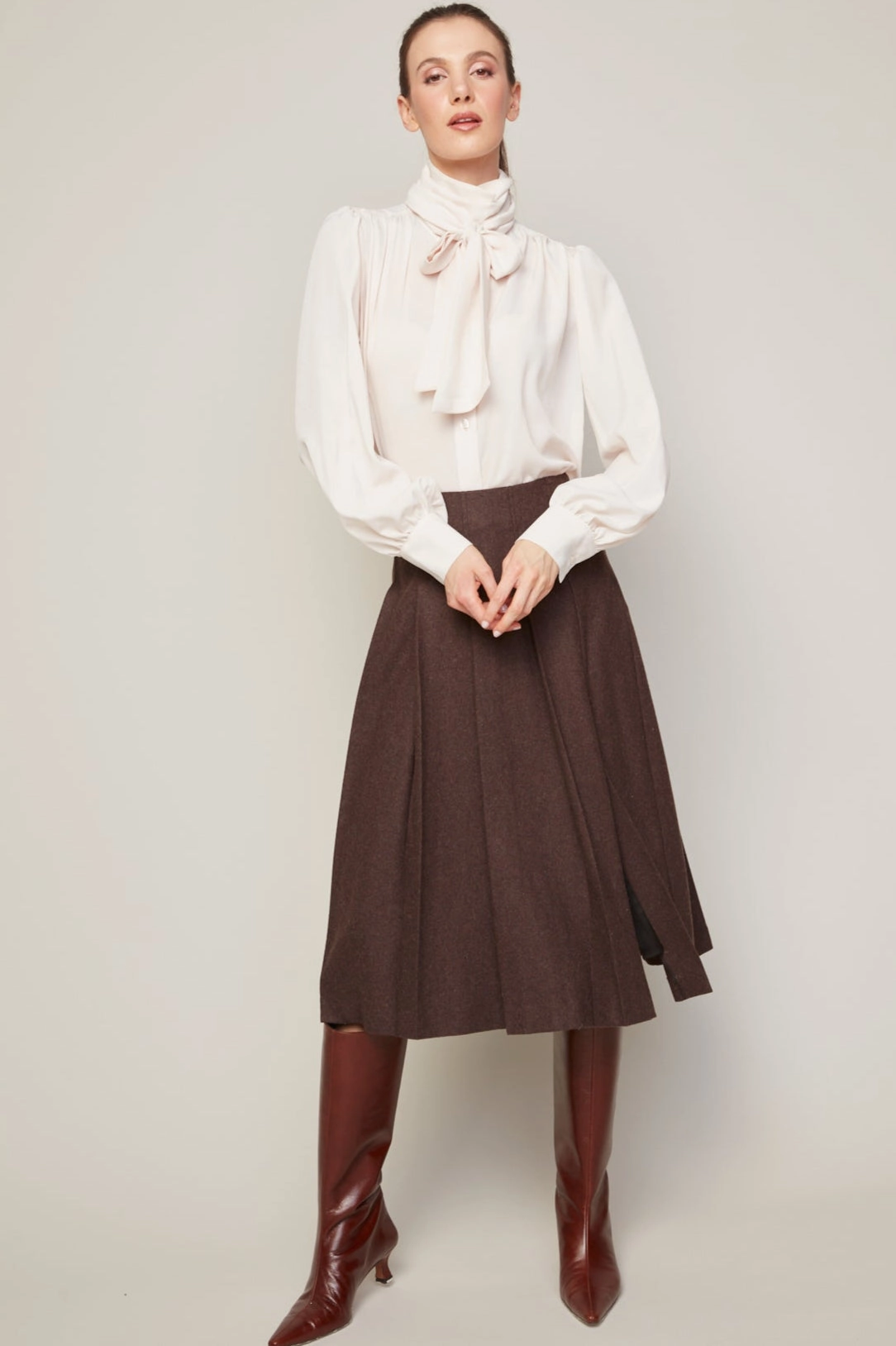 Active Wear Bliss Semi Transparent Chiffon Blouse With Removable Lavalli??re - Champagne Rose