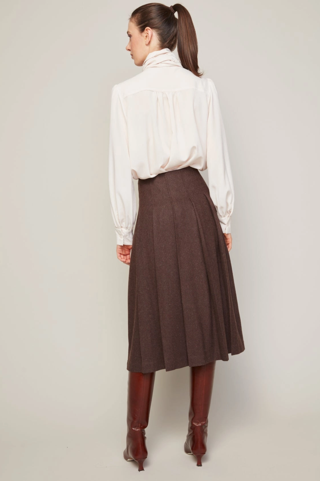 Bliss Semi Transparent Chiffon Blouse With Removable Lavalli??re - Champagne Rose Geometric Print