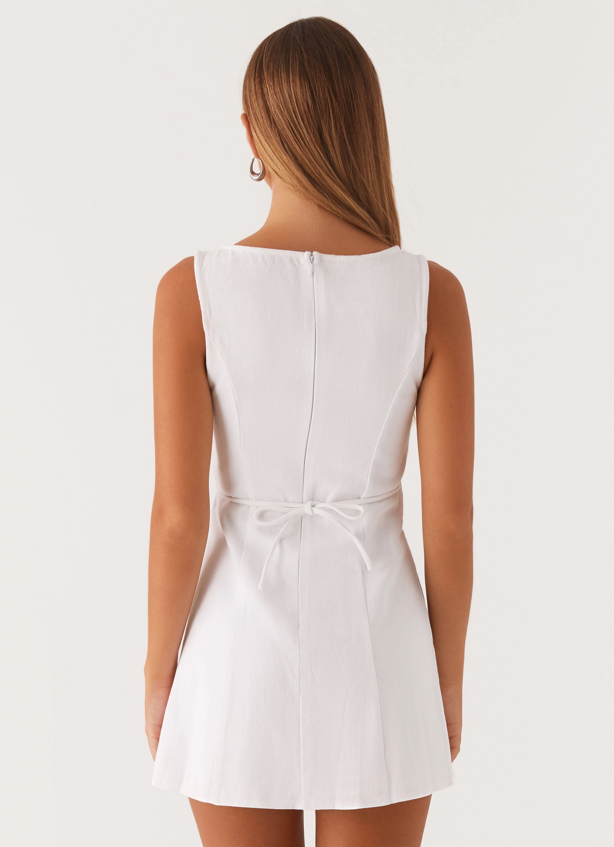 Rochelle Denim Mini Dress - White StretchableKnit Warm Season