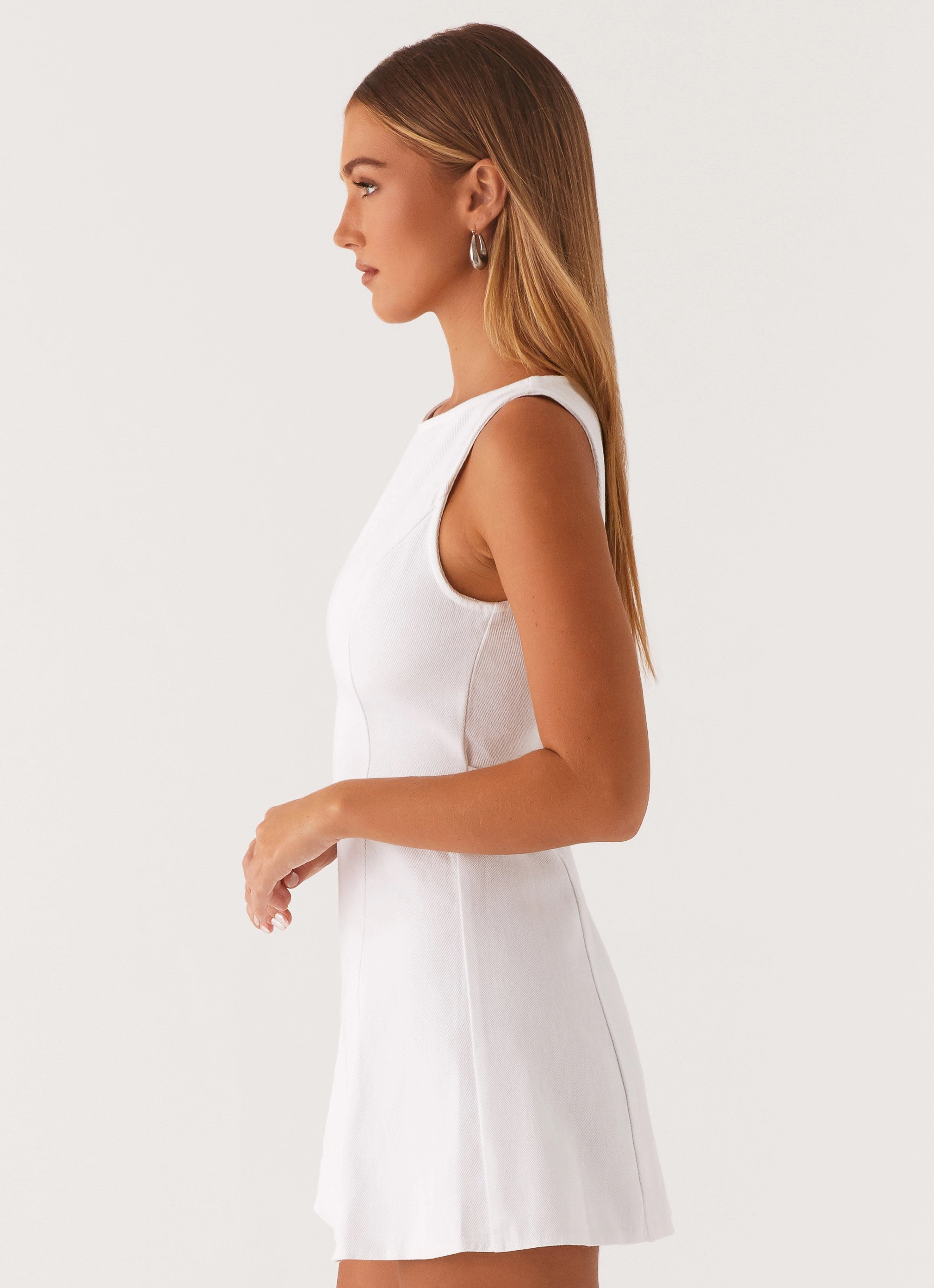 Chic Balance Rochelle Denim Mini Dress - White