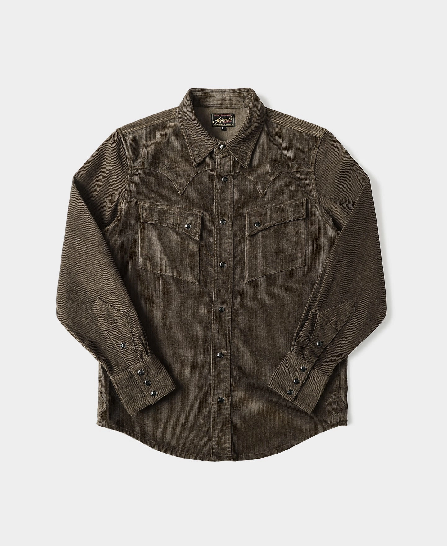 Stylish Comfort Bolero Embroidered Corduroy Western Shirt - Brown