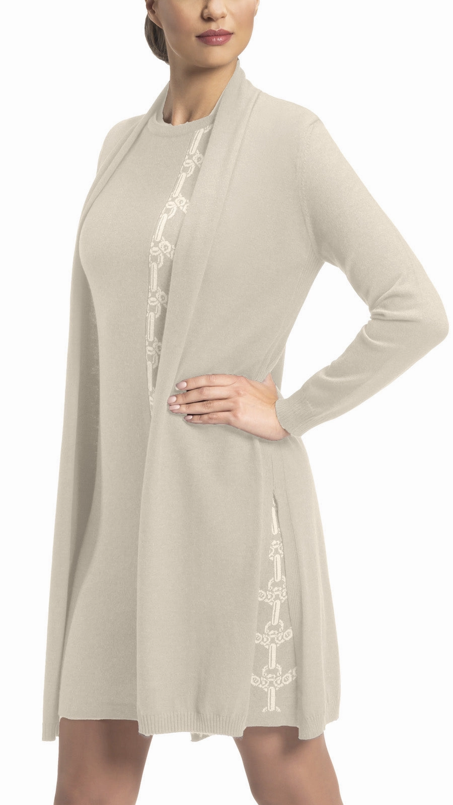 Easy Wear Sport Fit Tina Long Cardigan -  Beige Melange