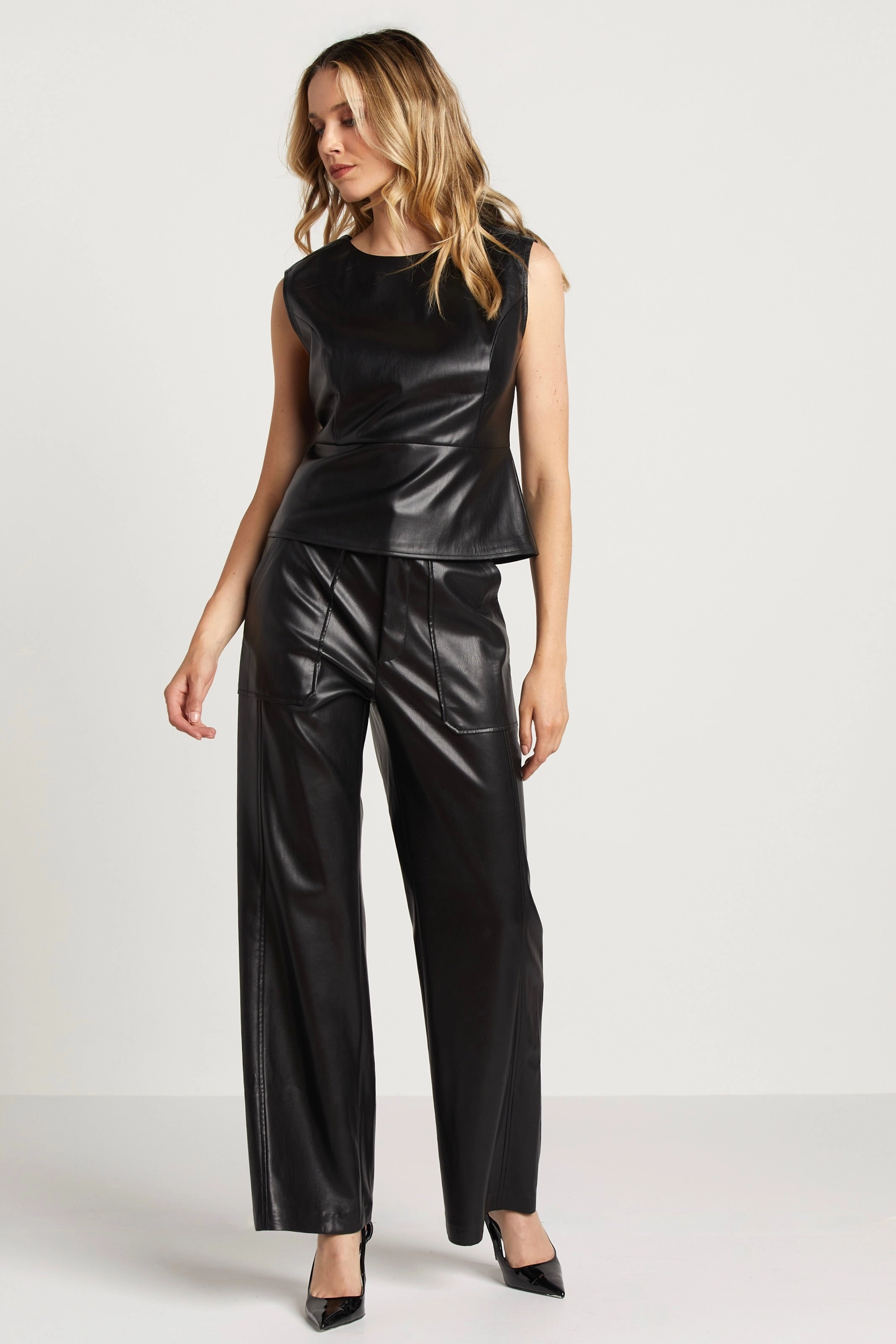 Spencer Vegan Leather Pants - Black Breathable wear Reinforced Knees