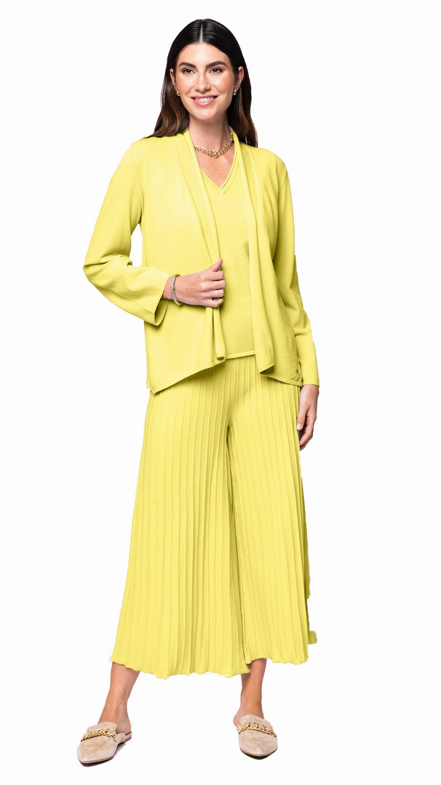 Classic Fit Amy Shawl Collar Cardigan - Lemon