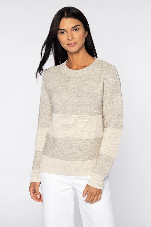 Lurex Stripe Crew Sweater Cozy Touch