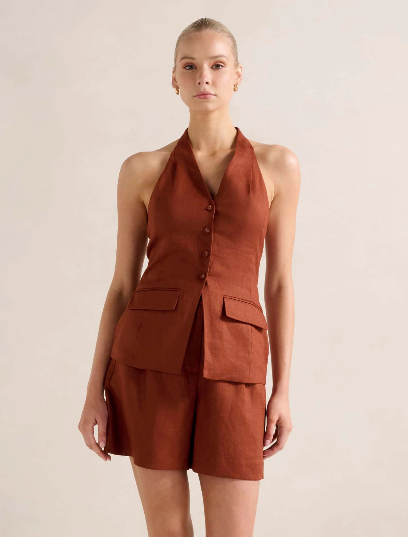 Saxon Halter Waistcoat Everyday Jacket Soft Cotton Blend