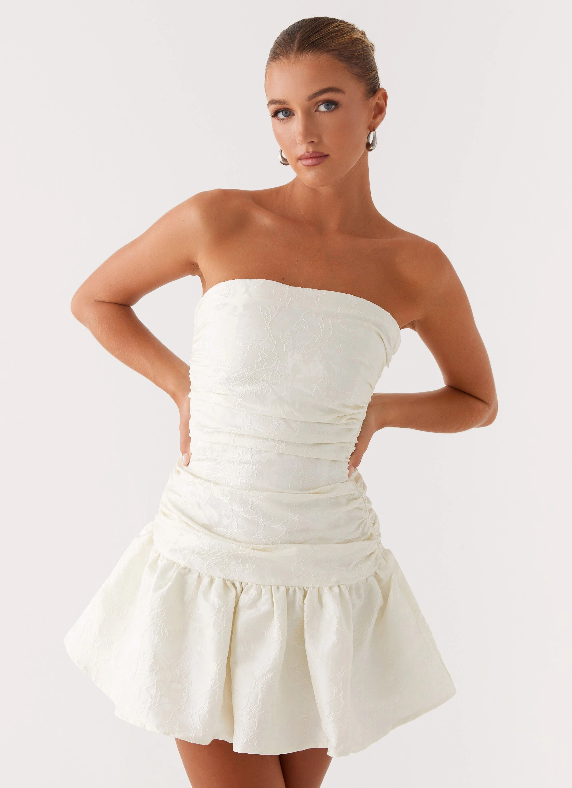 Ray Of Light Mini Dress - White High low hem