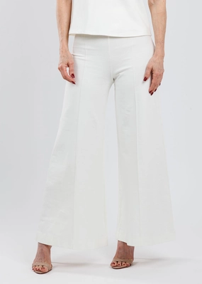 BreathableMaterial Ponte Knit Cropped Wide Leg Pants - Off White