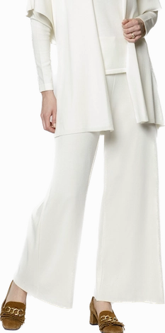 Briana Wide-Leg Milano-Knit Pants - Winter White Sporty Comfort Wear