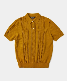 Minimal Fit 1960s Jacquard Slub Cotton Polo Shirt - Ginger