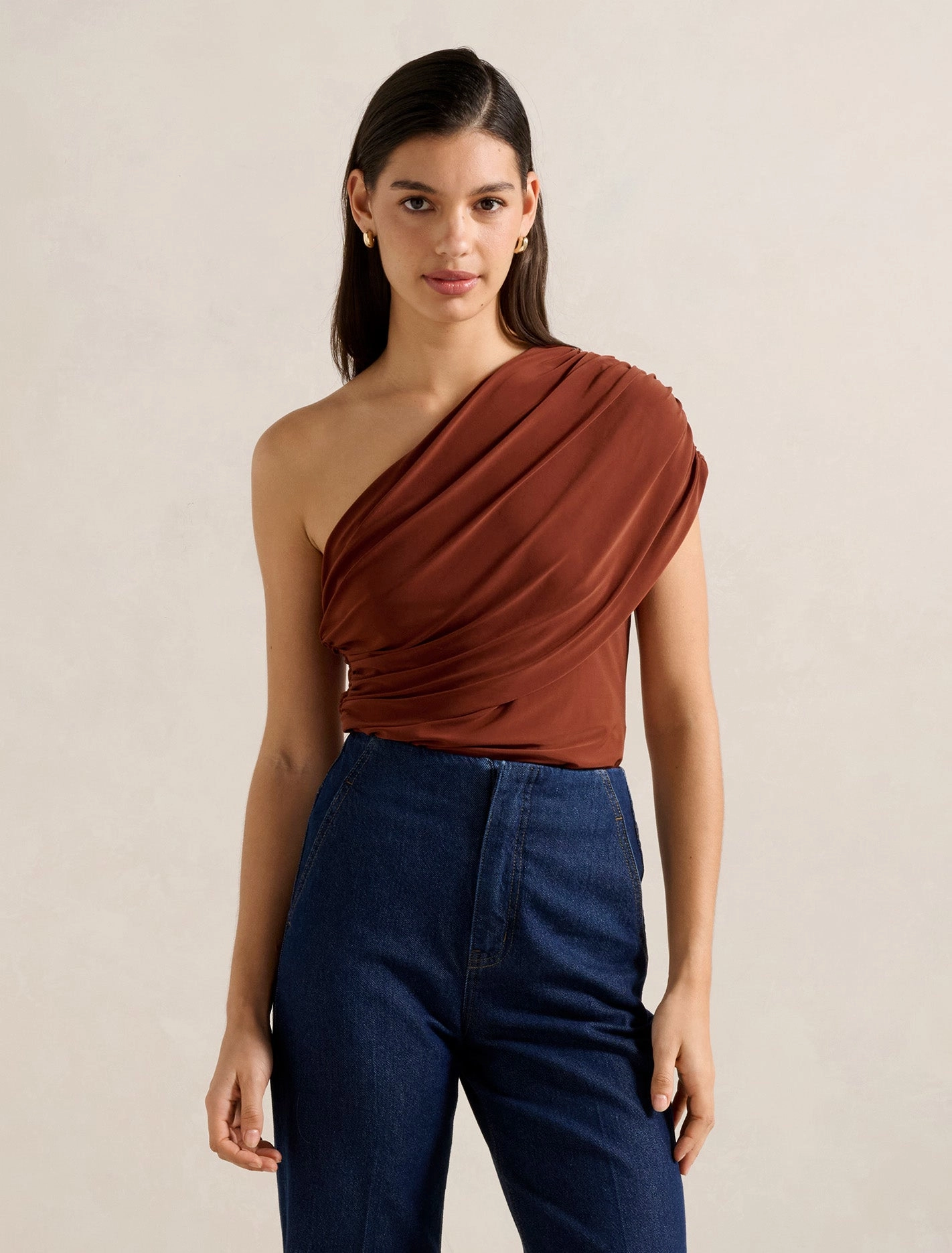FasteningHood Bronte Draped One Shoulder Top
