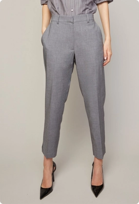 Bruce Slim Leg Ankle Pant With Slit - Light Charcoal Detachable belt Low Profile Fasteners