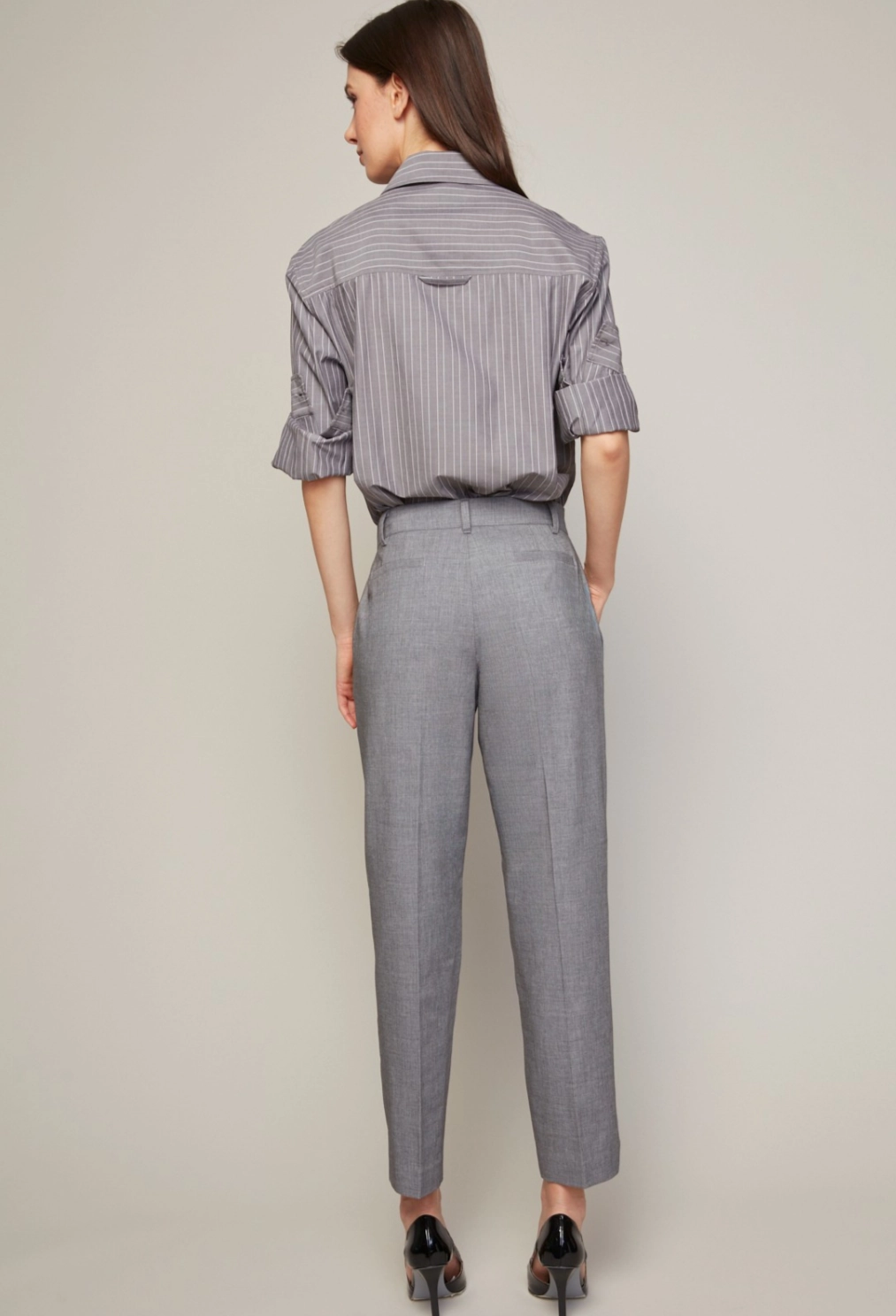 Bruce Slim Leg Ankle Pant With Slit - Light Charcoal Flexible Knees Soft Material