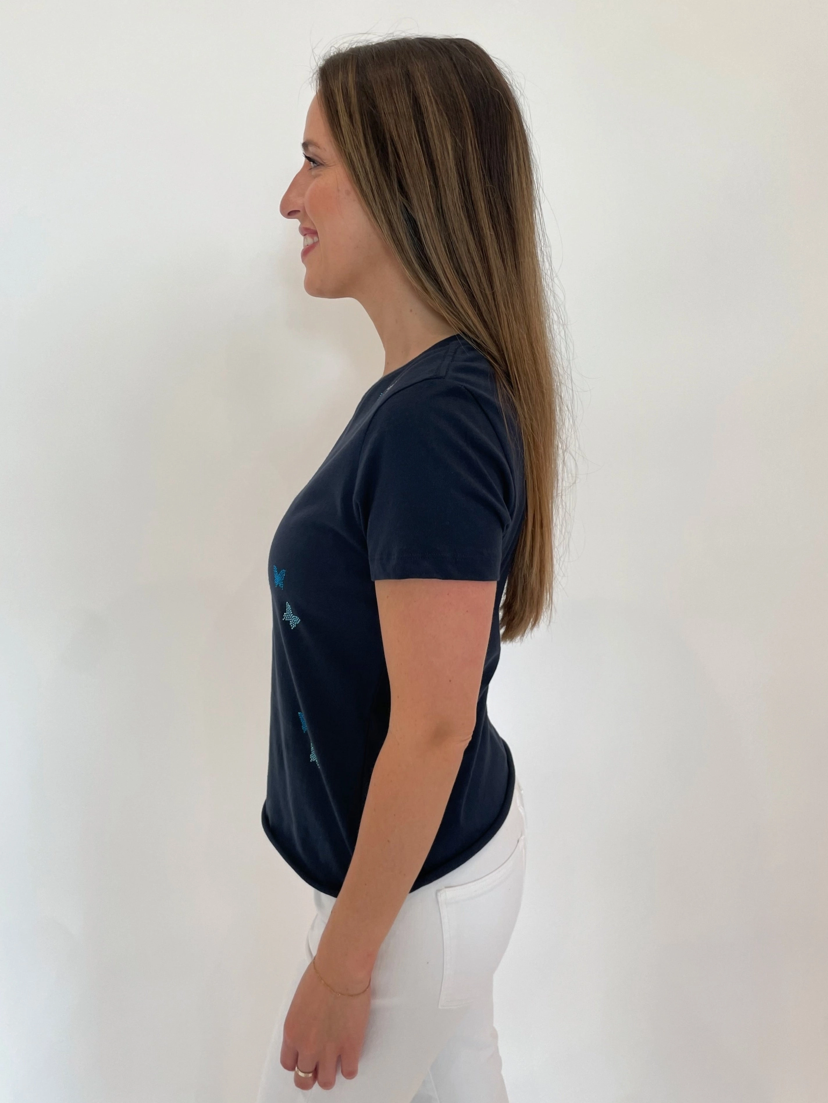 Geometric Shape Gift Idea Butterflies T-Shirt - Navy