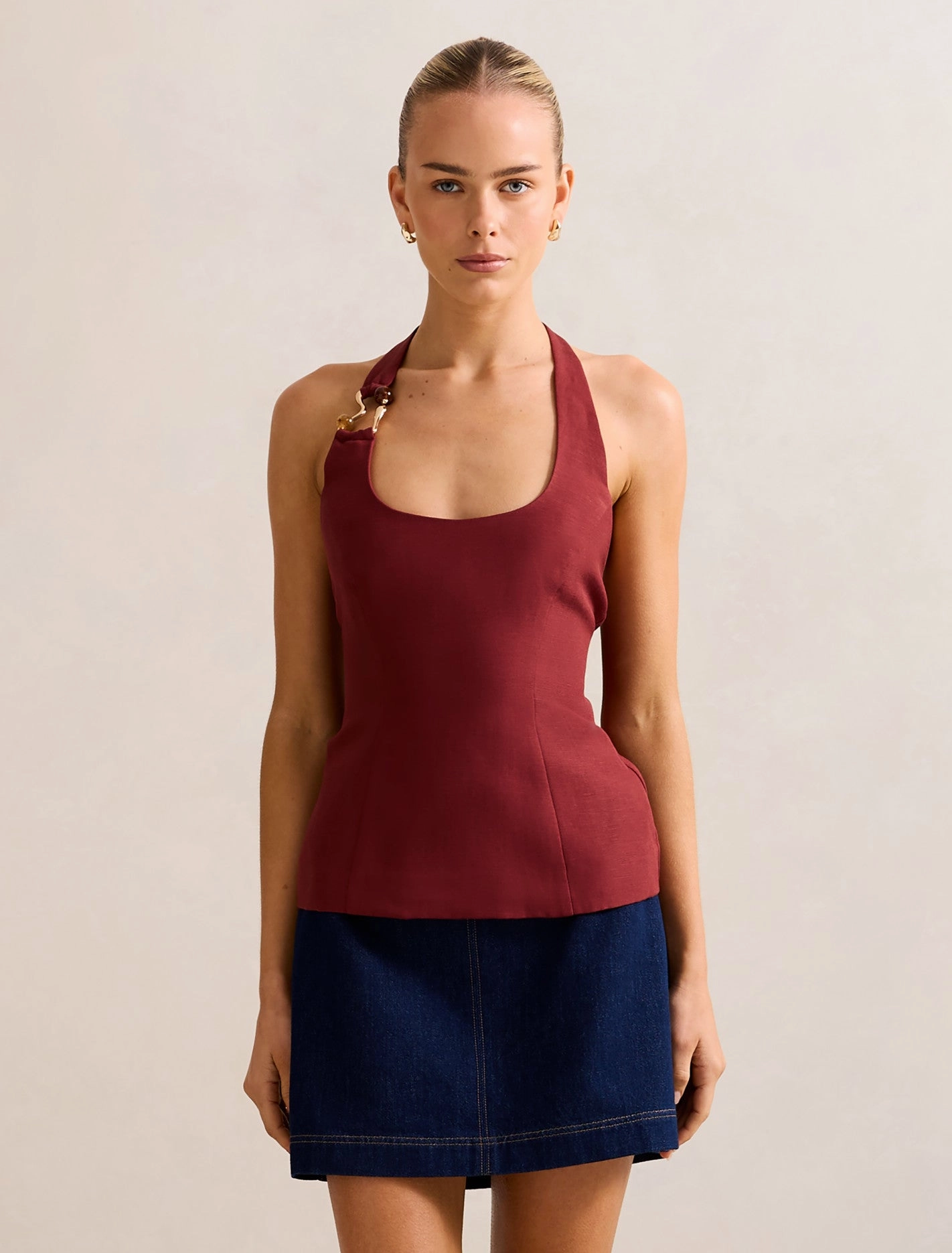 Dina Hardware Linen Top Relaxed Blouse Outdoor Apparel