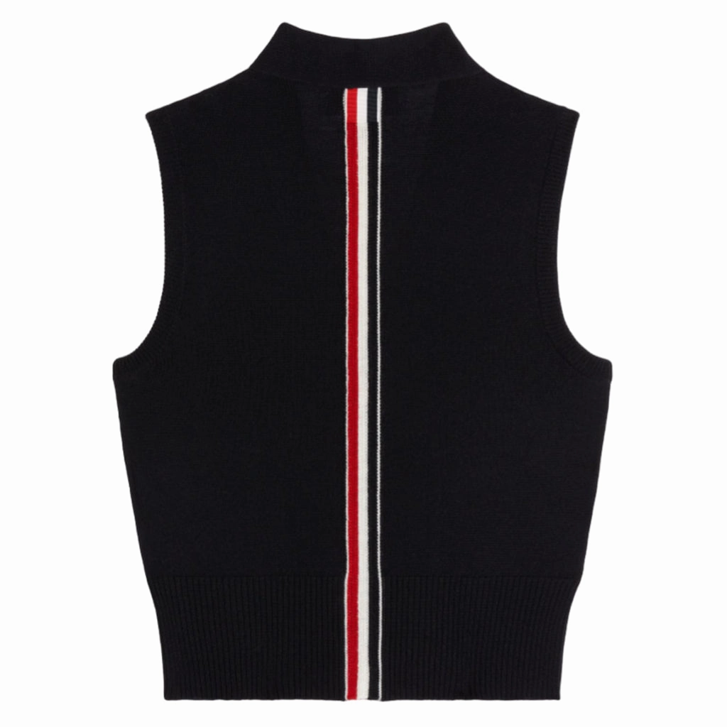 Buttoned Up Merino Vest Elastic Cuff Adjustment Textured Finish