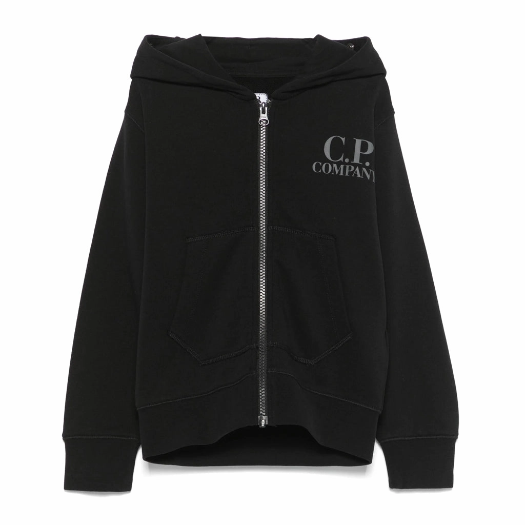 Sport Top Double Stitched Hem C.P. Company Logo Zip Hoodie
