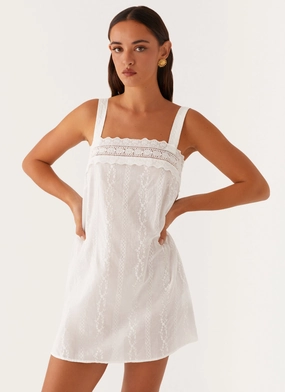 Calla Broderie Mini Dress - White flowy style Perfectly Crafted