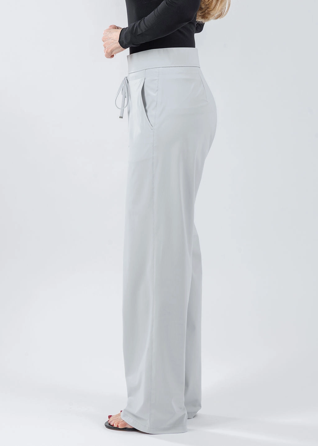 Plaid detail Layered Protection Candice Straight Pants - Light Grey